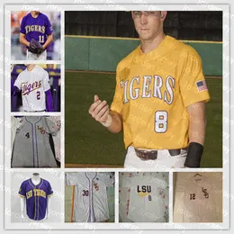 Baseball usa nova camisa de camisas do Baseball College 2020 LSU Jersey 8 Alex Bregman Daniel Cabrera Drew Bianco Cade Doughty Aaron Nola Landon
