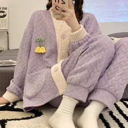 Ev Kıyafetleri Sonbahar ve Kış Laktasyonu Hava Pamuklu Yastıklı Postpartum Hamile Kadın Hemşirelik Pijamaları İçin Büyük Ev Giysileri