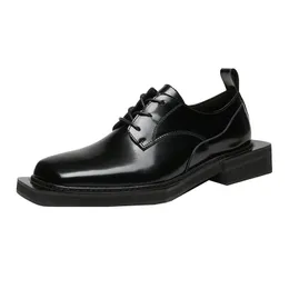 2022 nuovi uomini scarpe derby scarpe in pelle da uomo personalità geometrica fatta a mano aumentata 4 cm moda quadrata suola larga spessa britannica