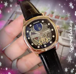 Orologio meccanico automatico da uomo scheletro cavo 43MM 2813 Movimento Cintura in vera pelle Carica automatica Presidente Retro Specchio di cristallo Orologi Regali di compleanno