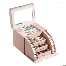 Bolsas de joalheria bolsas bolsas de joias bolsas de joalheria caixa de armazenamento de caixa rosa de luxo caixas de brigos de grande capacidade para recipiente de menina w dhjrv