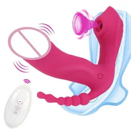 Vibrator sex leksak massager bärbar dildo 3 i 1 sugande anal vagina klitoris stimulator multifunktion leksaker för kvinnor erotiska 2knk