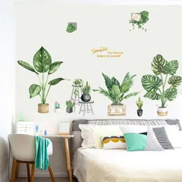 Adesivos de parede adesivos tropicais adesivo de planta de planta verde de banana bambu folhas de a jato de invasão do quarto infantil Interior
