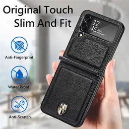 Cell Phone Cases Luxury Ultra-thin Genuine Leather Protection Cover For Samsung Galaxy Z Flip 4 3 5G Case TPU Shockproof Coque Fundas W221017