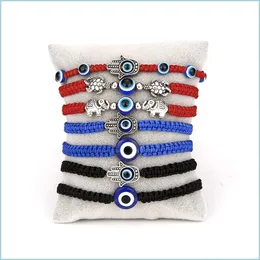 Braccialetti con ciondoli New Blue Evil Eye Charm Corda intrecciata Catene Bracciali per donna Uomo Tartaruga Elefante Hamsa Hand Red String Bangle Fas Dhd4L