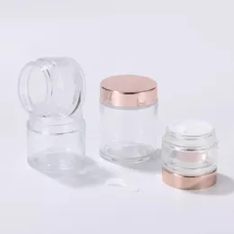 Clear Eye Cream Jar Bottle 5g 10g 15g 20g 25g 30g 50g 60g 100g Contenitore per balsamo per labbra in vetro vuoto Vasetti per campioni cosmetici a bocca larga