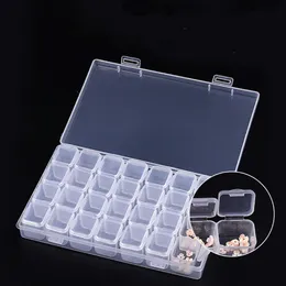 Plastic False Nails Storage Box 28 Pcs Detachable Nail Art Decorations Containers with Cover Transparent Color Manicure Tools