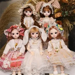 30cm 16 BJD Doll Little Girl Vestido fofo 21 Removível Doll Joint Princesa Maquiagem Doll Dos Vestido Diy Toy Girl 220707