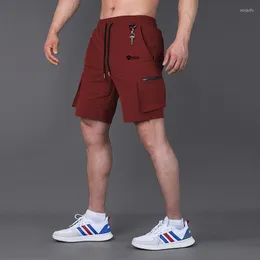 Herr shorts herr mode multi pocket sports fitness vävda jogging byxor andningsbara löpande tröjor män avslappnad