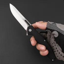 Nouveau R1021 Flipper Couteau Pliant D2 Satin Lame G10 avec Poignée En Tôle D'acier Inoxydable Roulement À Billes Rapide Ouvert Dossier Couteaux