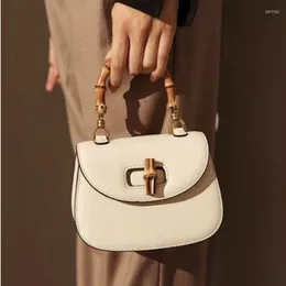 Totes Womens Bamboo Handle Handbag Retro Fashion Brand Same High-grade Single Shoulder Messenger Bag Saddle Purse
