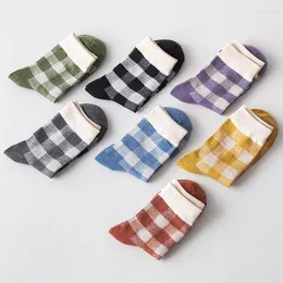 Women Socks Women's Tube Plaid Cotton Retro Japanese And Korean Style College Fashion Autumn