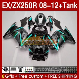 Kawasaki Ninja ZX250 EX250 R 2008-2012のタンク注入フェアリング163NO.156 EX ZX 250R EX250R ZX250R 2008 2009 2010 2011 2012 ZX-250R 08 09 10 11 12 FAIRING CYAN GLOSSYYYYY