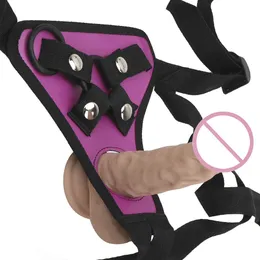 Itens de beleza Porczne majtki penisa realistyczne spodnie Dildo regulowana uprz pas z piercieniami erotyczne pasek na zabawki dla mczyzn