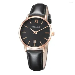 Relógios de pulso feminino de garotas relógios Cagarny Classic Style Casual Casual Quartz Leather Strap Sport Clock 6879