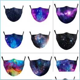 Designer Masks Fashion Starry Sky Print Face Mask Galaxy Adt Washable Fabric Mouthmuffle Reusable 72 G2 Drop Delivery 2022 Home Gard Dhrkv