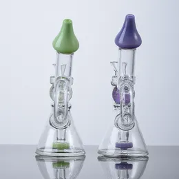 Gl￼hen in die dunklen Shisha Duschhead Perc Slick Donut Percolator Milch Gr￼n lila Raucherzubeh￶r DAB Rigs ￖl Rig Doppelrecycler Wasserbongs mit Sch￼ssel HR319