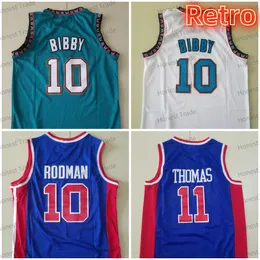 Erkekler 10 Dennis Rodman Basketbol Forması Isiah Thomas 11 Mike 10 Bibby Beyaz Mn Dikişli Erkek Formalar Vintage