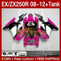 & Tank Injection Fairings For KAWASAKI NINJA ZX250 EX250 R 2008-2012 163No.151 EX ZX 250R EX250R ZX250R 2008 2009 2010 2011 2012 ZX-250R 08 09 10 11 12 Fairing rose pink blk