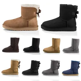Botas de diseñador Mujeres Boot de nieve Australia Triple Black Chestnut Brown Gray Classic Toble Booties cortos para mujeres Boties de invierno zapatos de invierno