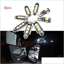 Diğer Otomatik Elektronik Yeni 8 PCS Araba İç Lap LED Işık Okuma Ön Kubbe Beyaz Kit A4 B6 8E J1 20012004 Aksesuarlar Dhd8t Damla