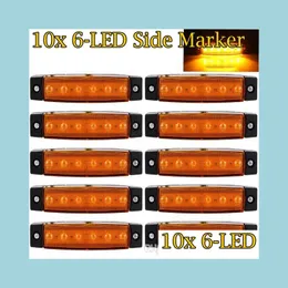 Daytime Runnung Lights 10X 12V 6 Led Daytime Running Truck Bus Boat Trailer Side Marker Indicatori Lampada luminosa Luci ambra Piccola auto Dhu63