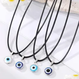 Pendant Necklaces Fashion Colors 10Mm Evil Eyes Pendant Necklaceturkish Eye Pu Chains Necklaces Clavicel For Women Jewelry Drop Deli Dhalg