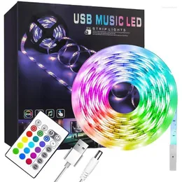 Remsor LED -strip verlichting USB Powered RGB Color Remote Flexible Lamp Tape Diode TV Backlights Music Sync Changing Light