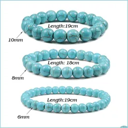 Bracciale con perline naturali 8 mm fili di perline turchese braccialetto per gioielli fai da te donne e uomini presenti accessori Amet consegna di goccia 2022 Dhtap