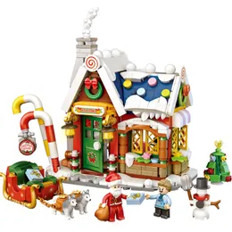 Mini Blocks Architecture Merry Christmas House Santa Claus Snowman Tree Deer Building Build Bricks Toy For Kids Gift