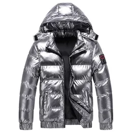 Giacche da uomo Giacca da uomo addensata calda Giacca invernale lucida con cappuccio impermeabile staccabile Cappello frangivento Parka 2021 Giacca termica imbottita Cappotti Uomo G221013