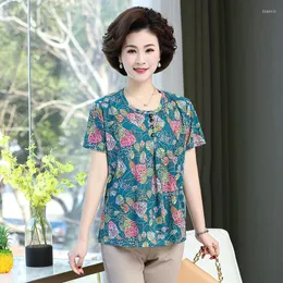 Camisetas femininas Casual Pullovers soltos mulheres Manga curta T-shirts Summer Tee femme Mãe 4xl Tops Stretch