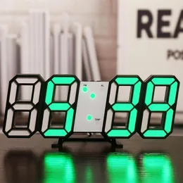 벽 시계 LED 고품질 일본 전자 스타일 알람 클럭 사각형 3D 플라스틱 거울 디지털 현대 디자인 홈 장식