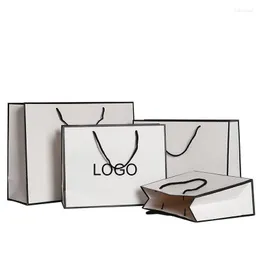 Confezione regalo 5/10 pezzi Logo personalizzato Sacchetto di imballaggio di carta Imballaggio artigianale Personalizzazione Affari Shopping Abbigliamento Pacchetto Borse Kraft
