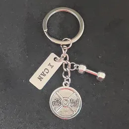 Hot Fashion Accessorie KeyChain Mini Dumbell Discus Barbell Key Ring Fitness Charm Key Chain Designer Presenttränare Souveni