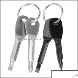 Skruvmejslar Skruvmejslar Handverktyg Hem Trädgård Keychain Outdoor Pocket Mini Skruvmejsel Set Key Ring med slitsade hängsmycken Verktyg WQ4 DH4V5