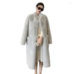 Moda damska jesień zima sztuczna płaszcz Kobiety 2022 Grube kurtka Temperament Kobieta ciepła wełniana odzież wierzchnia wierzchnia