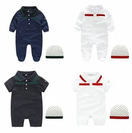 1-2 anni Baby Rompers Boy Girl Kids Designer Letter Stripe 100%Cotton Nita Nato a maniche lunghe a maniche corte Hat Hat 2 pezzi set G00001 J7QW#