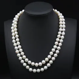 Collar de perla de doble capa S925 Hebilla de 8-9 mm La joyer￭a de perlas de agua dulce para mujeres es simple y elegante asistencia de fiestas bodas