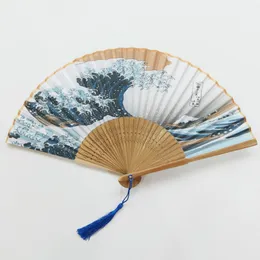 Wedding Favours Japanischer Berg Fuji Kanagawa Blue Waves Seidenfächer Bambus faltbarer Handfächer tragbarer Fächer RRA7