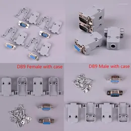 조명 액세서리 2Sets 9 핀 구리 RS232 COM 어댑터 플라스틱 케이스 직렬 포트 커넥터 DB9 암컷 남성 소켓 플러그