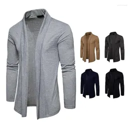 Men's Sweaters LUCLESAM Autumn Men Casual Scarf Collar Long Sleeve Cardigan Male Solid Color Sweater Jacket Blusa De Frio Masculino