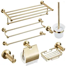 Badzubehör-Set, gebürstetes Gold, Handtuchhalter, Edelstahl 304, Badezimmer-Hardware-Anhänger