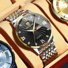 ساعة Wristwatches Montre Homme Mens Watch عرض الأزياء غير القابل للصدأ من الفولاذ المقاوم للصدأ الرجال الكوارتز تاريخ العمل الرياضة الرياضة على مدار الساعة Relogio Maschulino