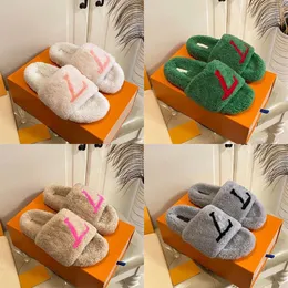 Winter fluffy slippers womens Ladies wool Slides Winter fur Fluffy Furry Warm Letters Sandals Comfortable Fuzzy Sheet Girl Pink Flip Flop Slipper