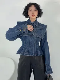 Women's Jackets Fashion Slim Collect Waist Short Denim Jacket Women Korean Coats Sacos De Mujer Vestir Abrigo