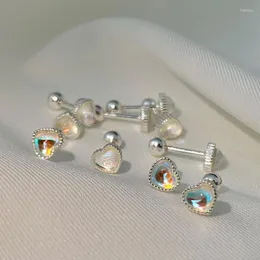 Orecchini a bottone arrivo cuore cristallo colorato argento sterling 925 genuino per accessori per gioielli da donna ragazze YEA596