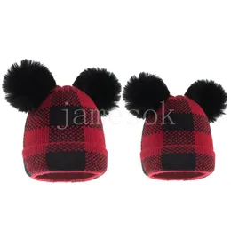 Party Hats winter Beanie parent-child knitted hat plaid mother baby Christmas warm hats de838