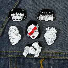 Perni Stile punk scuro accessori per badge vernice da forno colore bianco e nero personalità personaggio dei cartoni animati testa ritratto corpetto bigiotteria