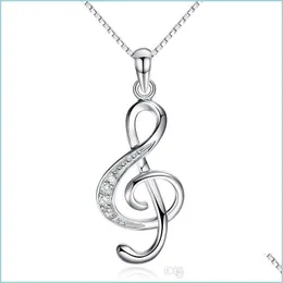 Anhänger Halsketten 925 Sterling Silber Halsketten Kristall Schmuck Musik Note Diamant Anhänger Aussage Halskette Hochzeit Vintage Neue Ankunft Dhjpc